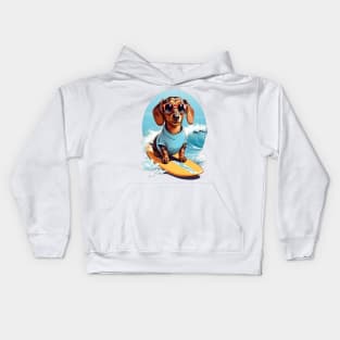 Surfing Dachshund Kids Hoodie